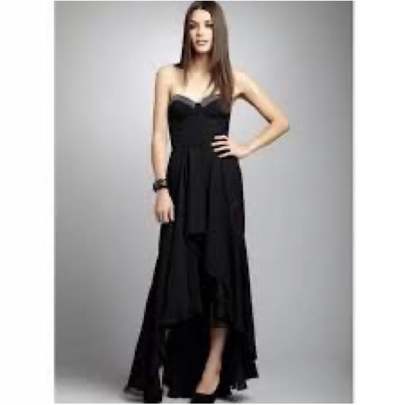 NWT Jill Jill Stuart Black Rhinestone Hi Lo Ruffle Formal Evening Dress Size 8 - Picture 2 of 3